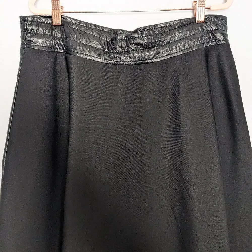 Nuuts Black Faux Leather Neoprene Maxi Skirt Zip Pockets Y2K Goth Club Kid 2XL - Picture 9 of 9